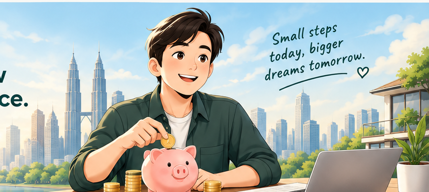 Friendly illustration about saving and planning for the future